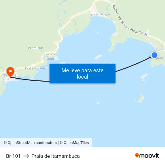 Br-101 to Praia de Itamambuca map