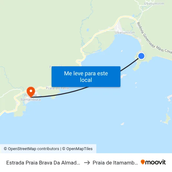 Estrada Praia Brava Da Almada 170 to Praia de Itamambuca map