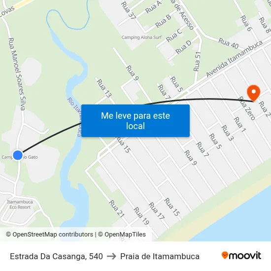 Estrada Da Casanga, 540 to Praia de Itamambuca map