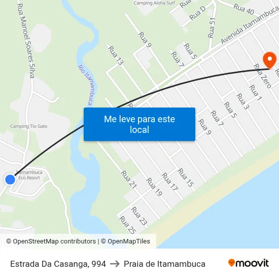 Estrada Da Casanga, 994 to Praia de Itamambuca map