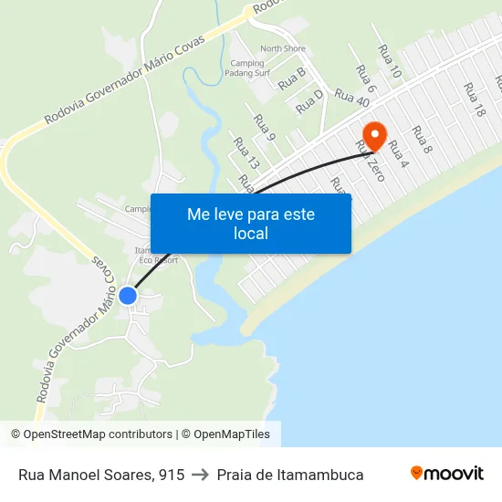 Rua Manoel Soares, 915 to Praia de Itamambuca map