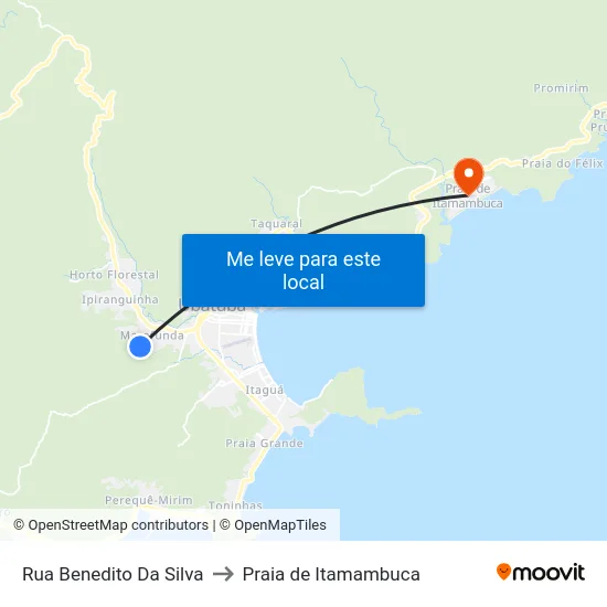 Rua Benedito Da Silva to Praia de Itamambuca map