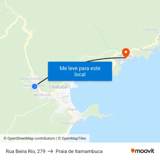 Rua Beira Rio, 279 to Praia de Itamambuca map