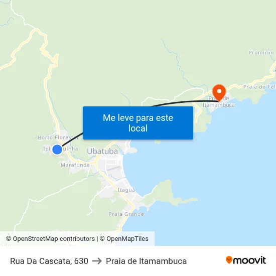 Rua Da Cascata, 630 to Praia de Itamambuca map