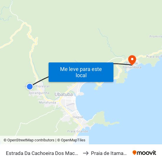 Estrada Da Cachoeira Dos Macacos, 926 to Praia de Itamambuca map