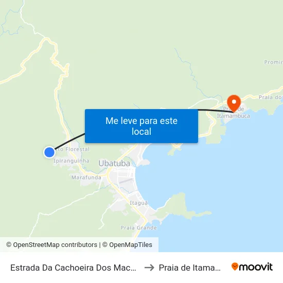 Estrada Da Cachoeira Dos Macacos, 926 to Praia de Itamambuca map