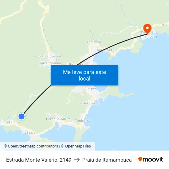 Estrada Monte Valério, 2149 to Praia de Itamambuca map
