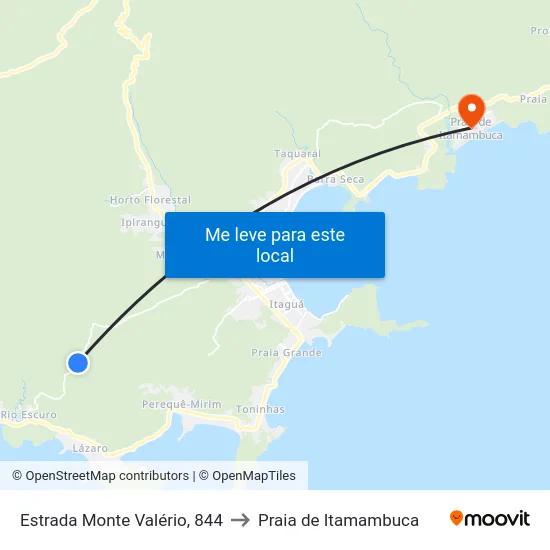 Estrada Monte Valério, 844 to Praia de Itamambuca map