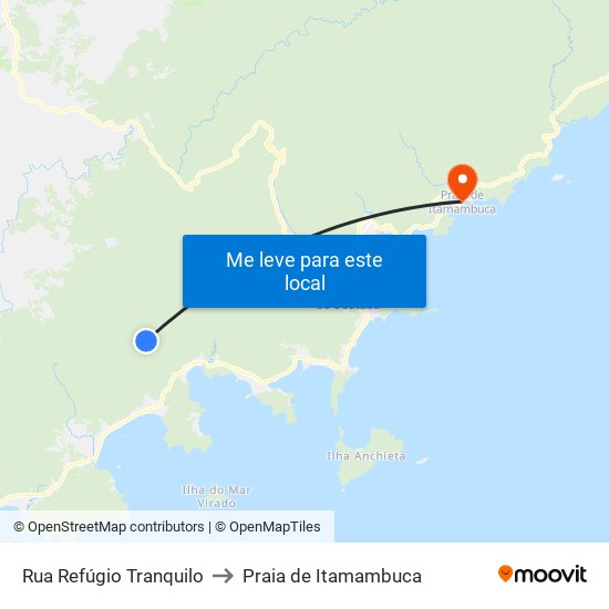 Rua Refúgio Tranquilo to Praia de Itamambuca map