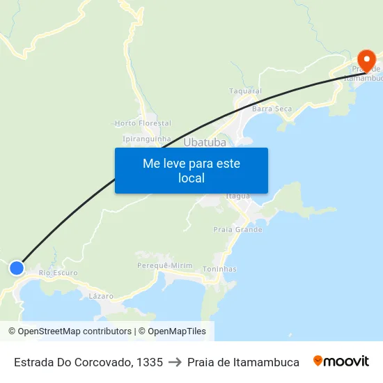 Estrada Do Corcovado, 1335 to Praia de Itamambuca map