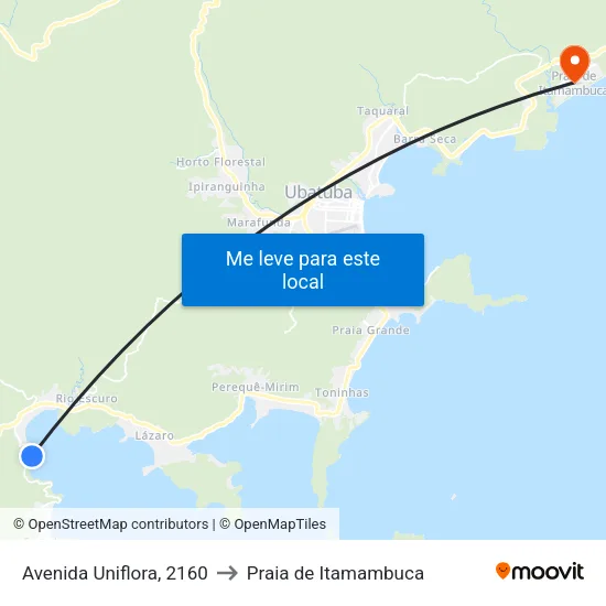 Avenida Uniflora, 2160 to Praia de Itamambuca map