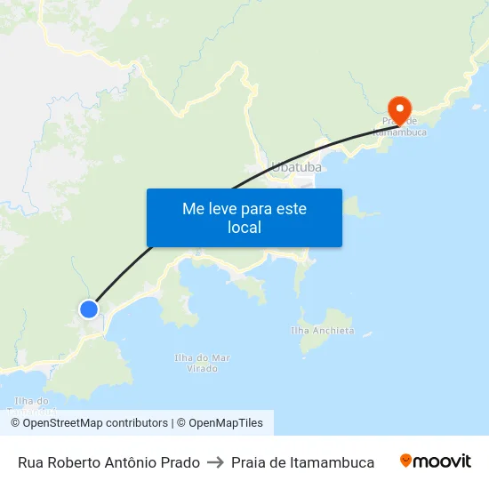 Rua Roberto Antônio Prado to Praia de Itamambuca map