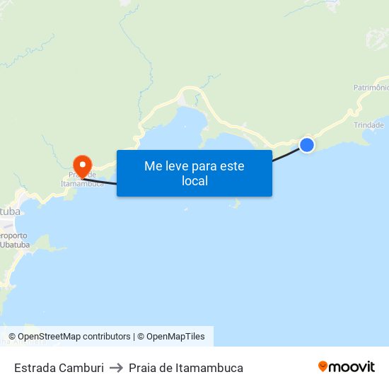 Estrada Camburi to Praia de Itamambuca map