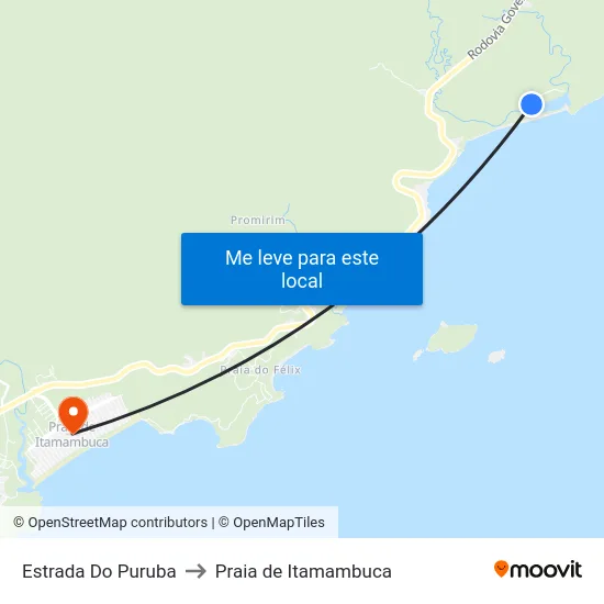 Estrada Do Puruba to Praia de Itamambuca map
