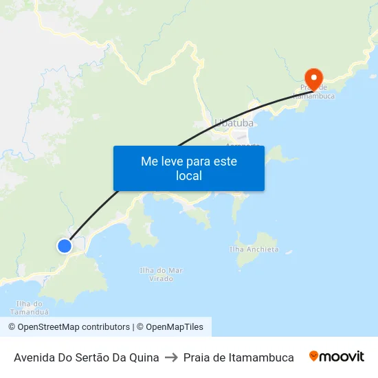 Avenida Do Sertão Da Quina to Praia de Itamambuca map