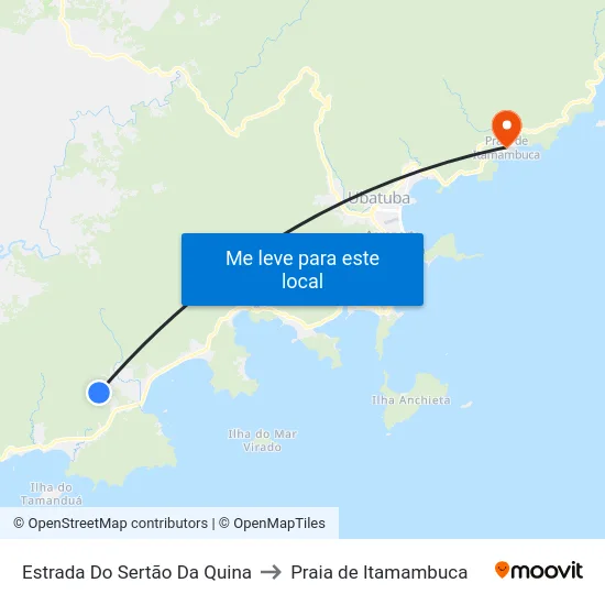 Estrada Do Sertão Da Quina to Praia de Itamambuca map