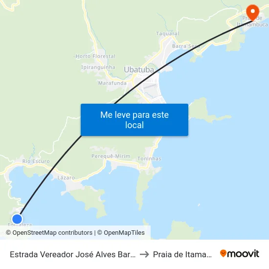 Estrada Vereador José Alves Barreto, 6451 to Praia de Itamambuca map