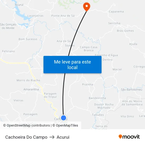 Cachoeira Do Campo to Acurui map