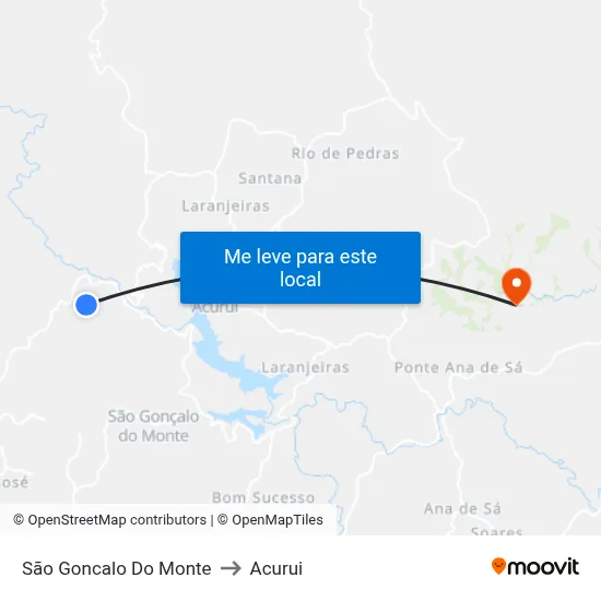 São Goncalo Do Monte to Acurui map