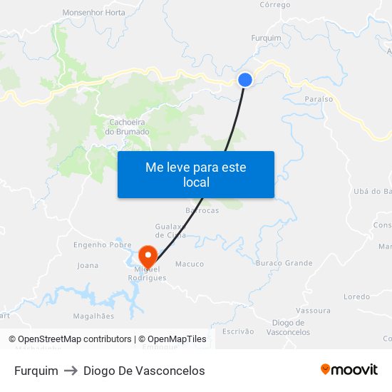 Furquim to Diogo De Vasconcelos map