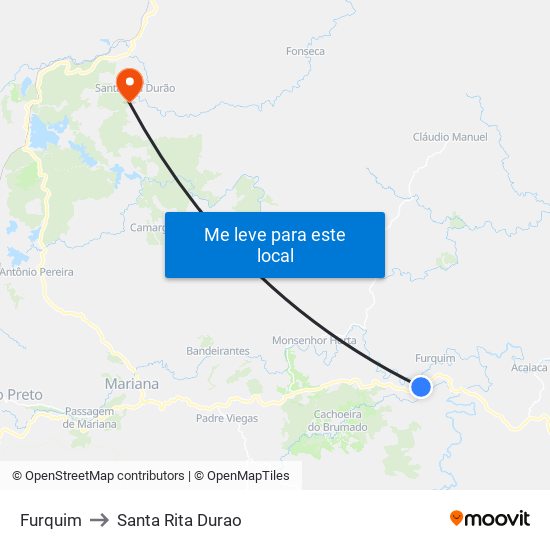 Furquim to Santa Rita Durao map