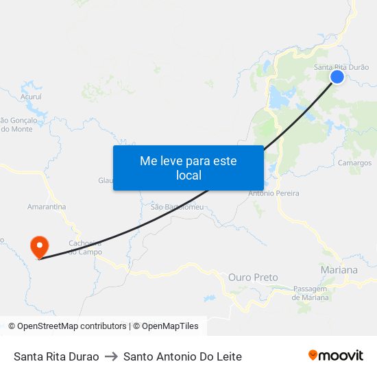 Santa Rita Durao to Santo Antonio Do Leite map