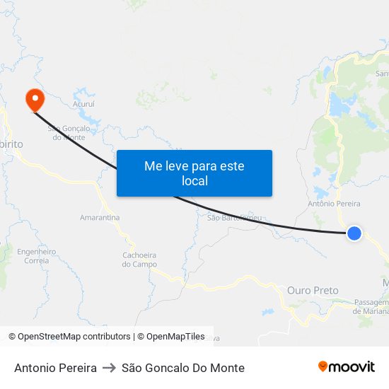 Antonio Pereira to São Goncalo Do Monte map