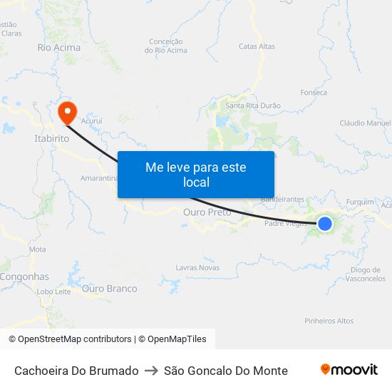 Cachoeira Do Brumado to São Goncalo Do Monte map