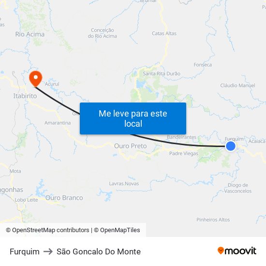 Furquim to São Goncalo Do Monte map