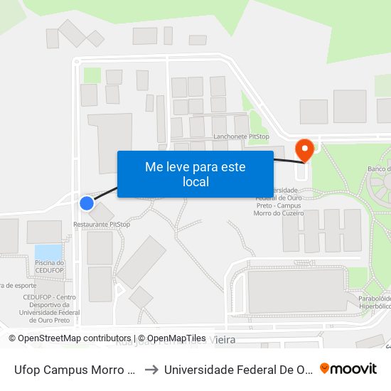 Ufop Campus Morro Do Cruzeiro | Escola De Nutrição to Universidade Federal De Ouro Preto - Campus Morro Do Cuzeiro map