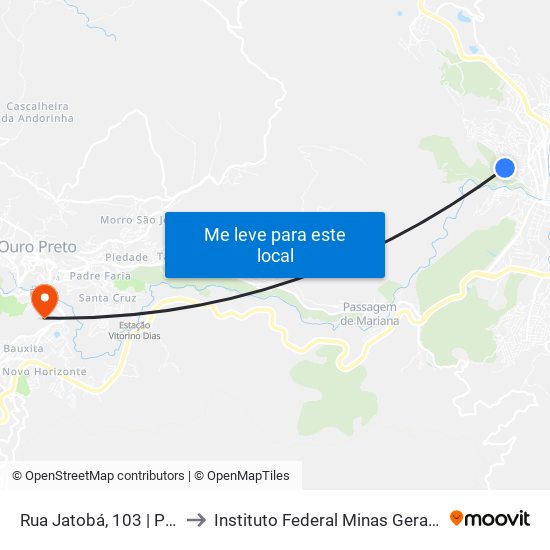 Rua Jatobá, 103 | Papelaria Rosário to Instituto Federal Minas Gerais Campus Ouro Preto map