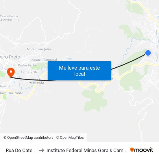 Rua Do Catete, 425 to Instituto Federal Minas Gerais Campus Ouro Preto map
