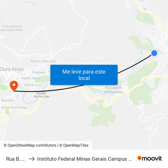 Rua B, 131 to Instituto Federal Minas Gerais Campus Ouro Preto map