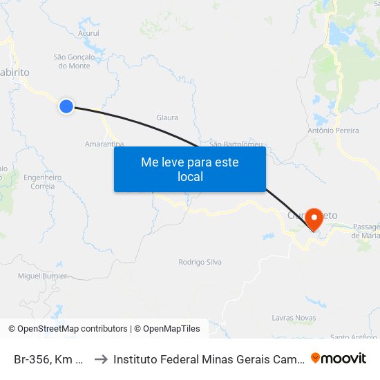 Br-356, Km 60,4 Sul to Instituto Federal Minas Gerais Campus Ouro Preto map