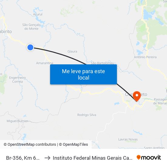 Br-356, Km 61,1 Norte to Instituto Federal Minas Gerais Campus Ouro Preto map