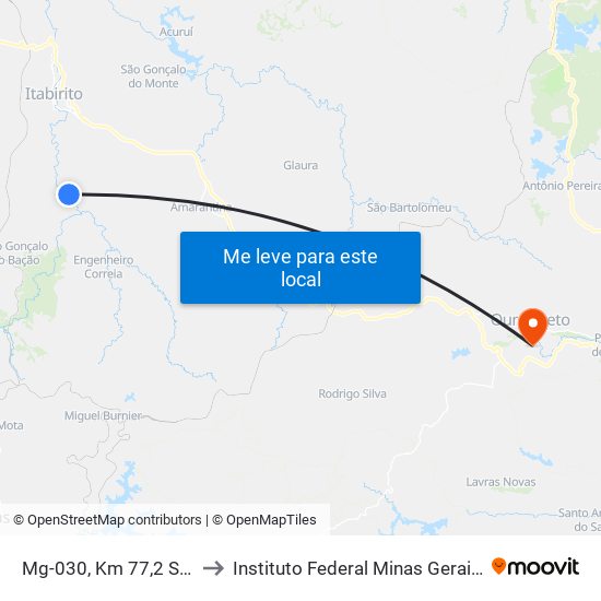 Mg-030, Km 77,2 Sul | Entr. Ita-330 to Instituto Federal Minas Gerais Campus Ouro Preto map