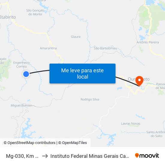 Mg-030, Km 87,3 Sul to Instituto Federal Minas Gerais Campus Ouro Preto map