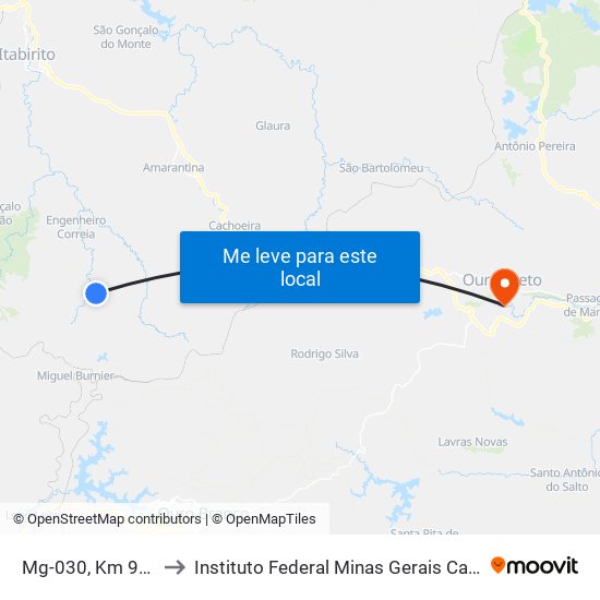 Mg-030, Km 90,2 Norte to Instituto Federal Minas Gerais Campus Ouro Preto map