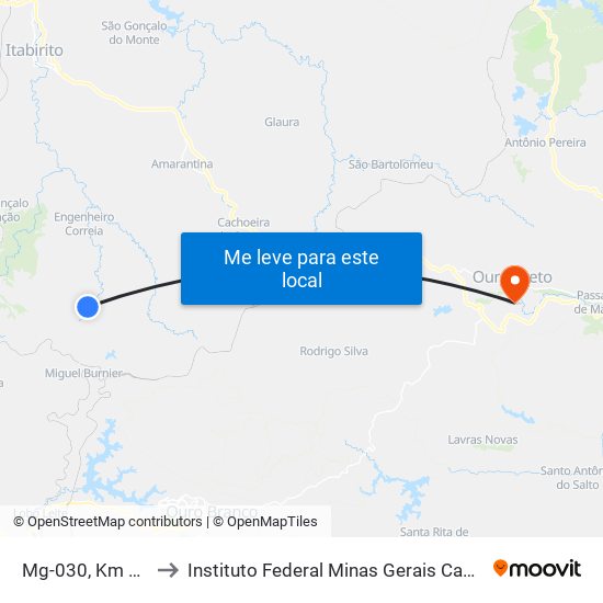 Mg-030, Km 92 Norte to Instituto Federal Minas Gerais Campus Ouro Preto map