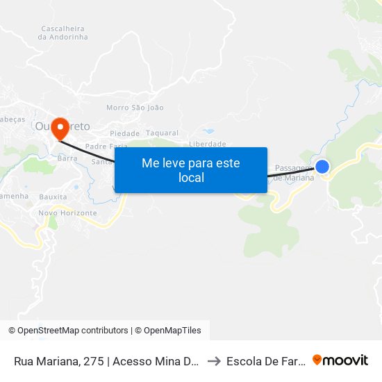 Rua Mariana, 275 | Acesso Mina Da Passagem to Escola De Farmácia map