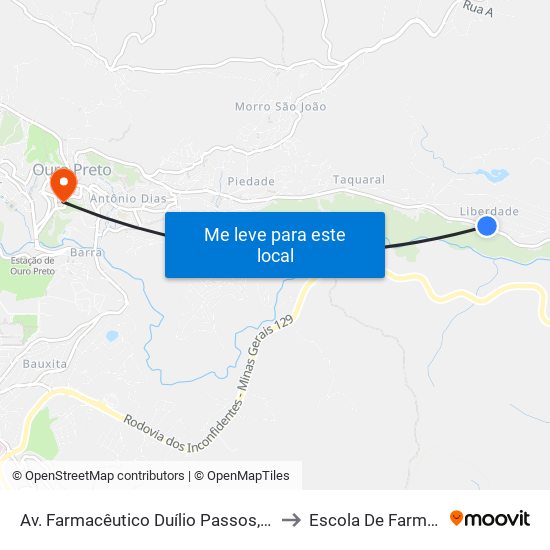 Av. Farmacêutico Duílio Passos, 2800 to Escola De Farmácia map