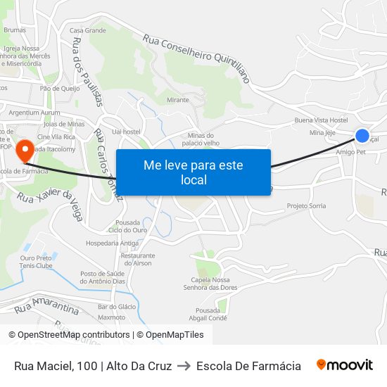 Rua Maciel, 100 | Alto Da Cruz to Escola De Farmácia map