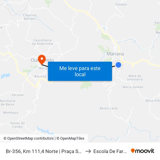 Br-356, Km 111,4 Norte | Praça São Vicente to Escola De Farmácia map