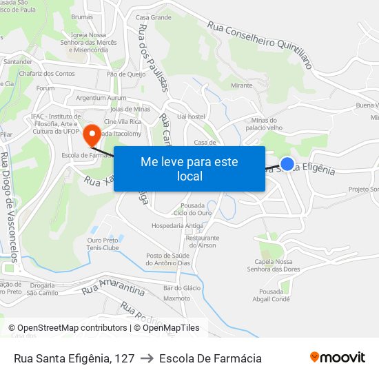 Rua Santa Efigênia, 127 to Escola De Farmácia map