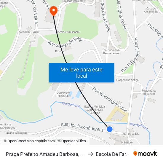 Praça Prefeito Amadeu Barbosa, 108 | Barra to Escola De Farmácia map