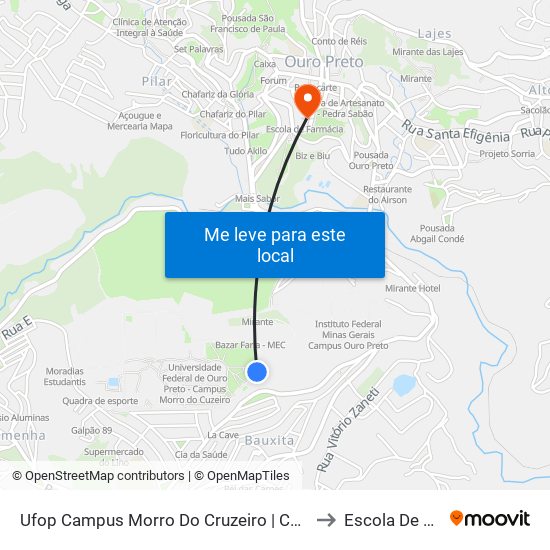 Ufop Campus Morro Do Cruzeiro | Centro De Convergência to Escola De Farmácia map