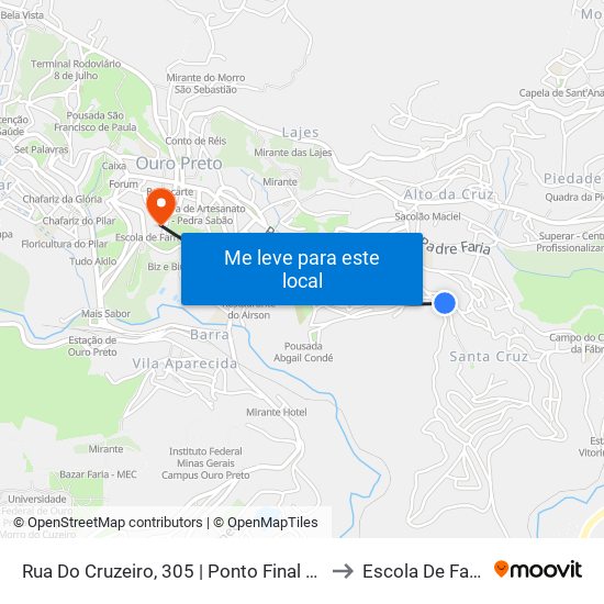 Rua Do Cruzeiro, 305 | Ponto Final Do Santa Cruz to Escola De Farmácia map