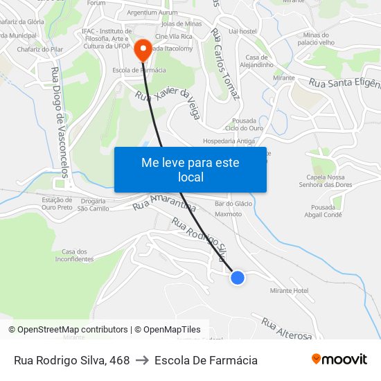 Rua Rodrigo Silva, 468 to Escola De Farmácia map