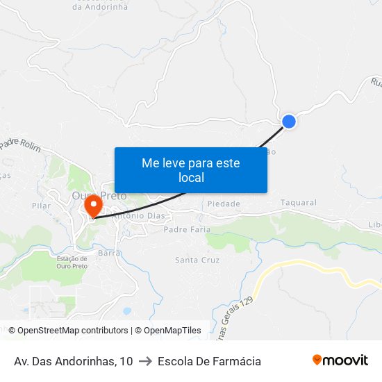 Av. Das Andorinhas, 10 to Escola De Farmácia map