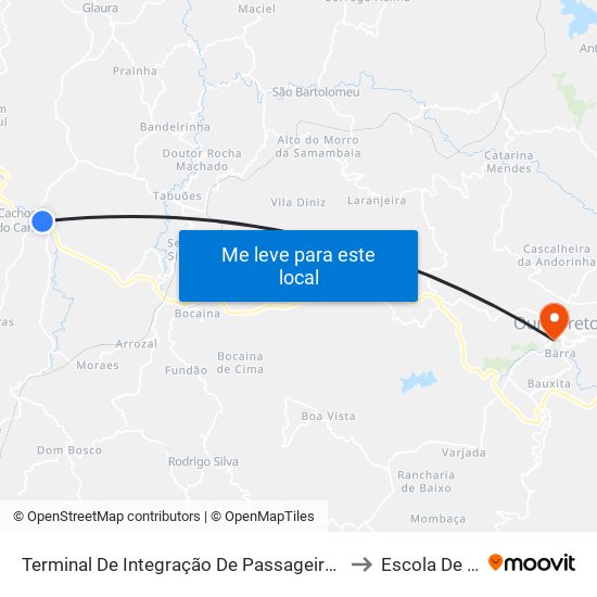 Terminal De Integração De Passageiros De Cachoeira Do Campo to Escola De Farmácia map